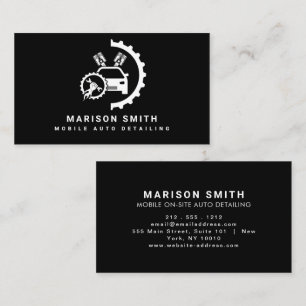 Svart Auto Detailing, Auto Reparation Logo Svart F Visitkort