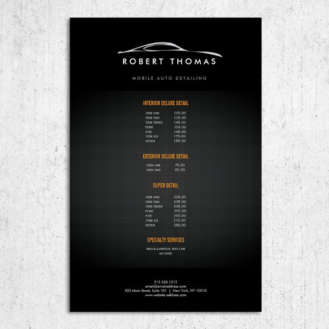 SVART AUTODETALJERAT, AUTOREPARERA FLYER (Skapare uppladdad)