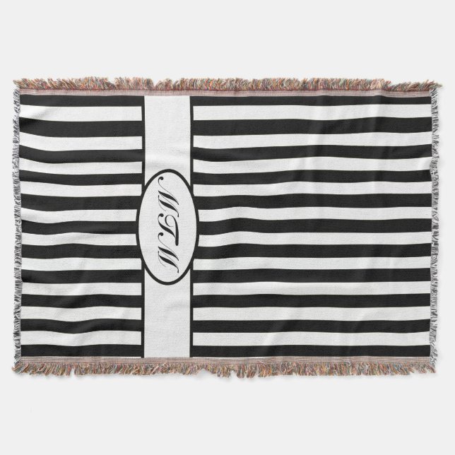 Svart autumnal Rand med monogram Mysfilt (Framsidan)