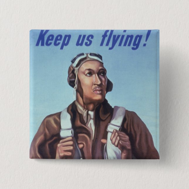 Svart Aviators: U.S. WW2 Militär Fighting Service Knapp (Framsida)