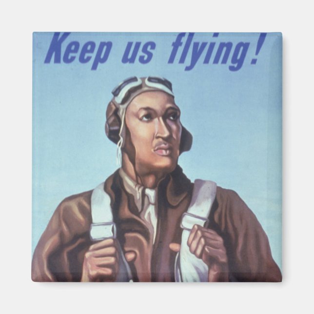 Svart Aviators: U.S. WW2 Militär Fighting Service Magnet (Framsidan)