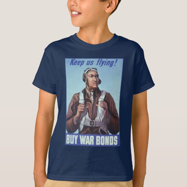 Svart Aviators: U.S. WW2 Militär Fighting Service T Shirt (Framsida)