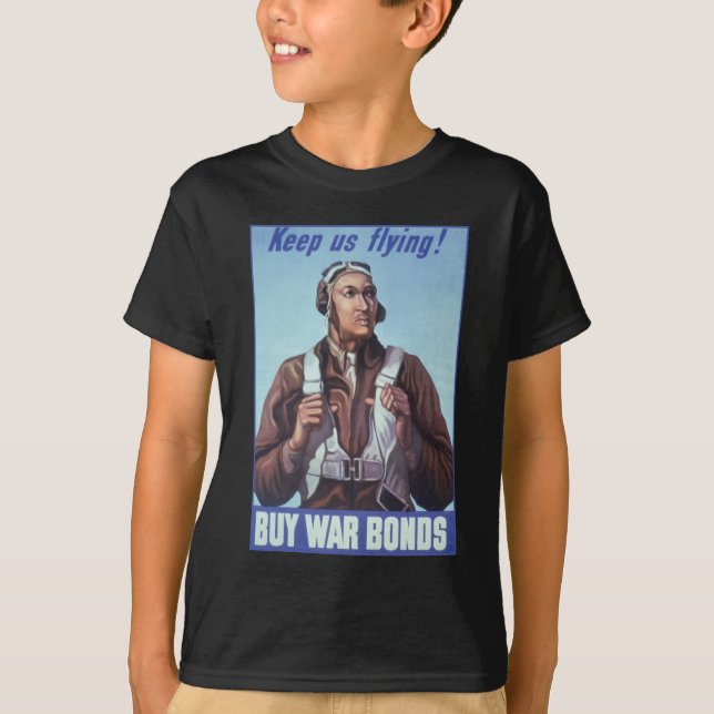 Svart Aviators: U.S. WW2 Militär Fighting Service T Shirt (Framsida)