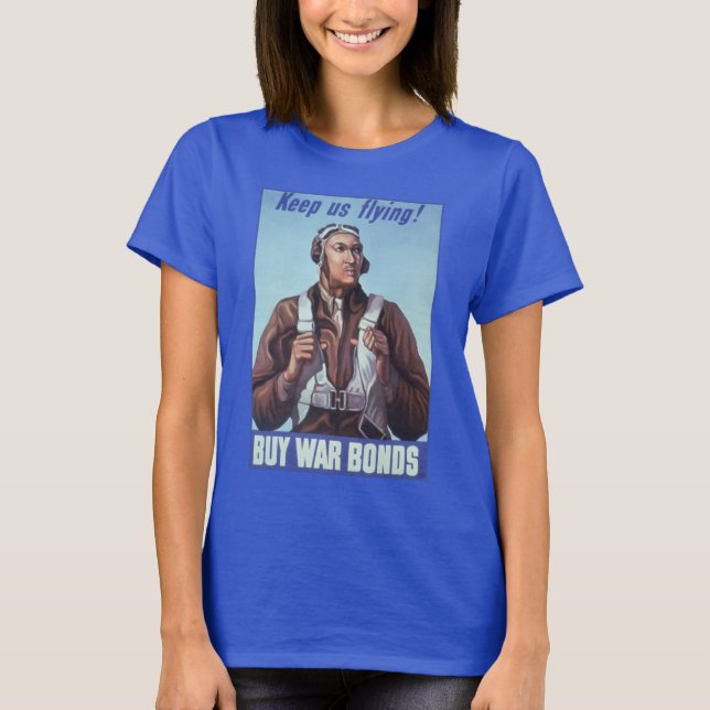 Svart Aviators: U.S. WW2 Militär Fighting Service T Shirt (Framsida)