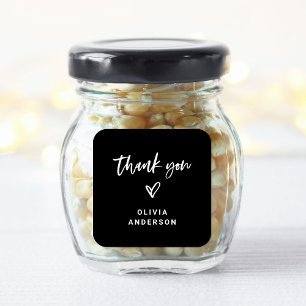 Svart Avslappnad, skript och hjärta Tack för var Fyrkantigt Klistermärke