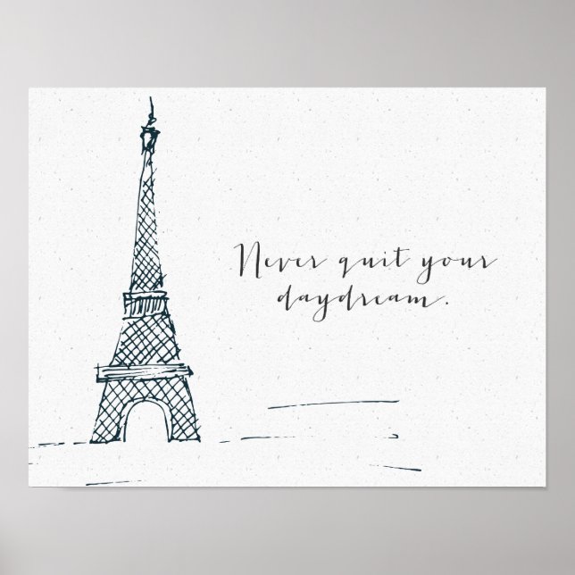 Svart "Avsluta aldrig din dagdröm" Poster citat (Framsidan)