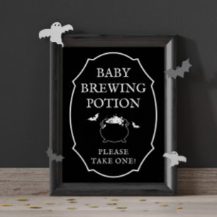 Svart Baby Brygdgifter Halloween Babyfirande Poster