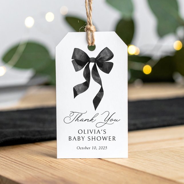 Svart Båg Bebis Shower Presentetikett (Skapare uppladdad)