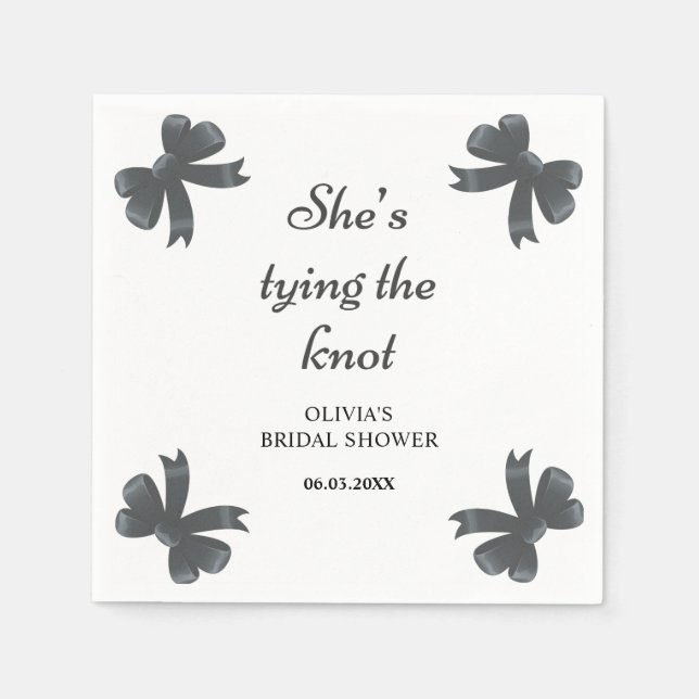 Svart båge Hon knyter knuten bröllopsfest Pappersservett (Framsidan)