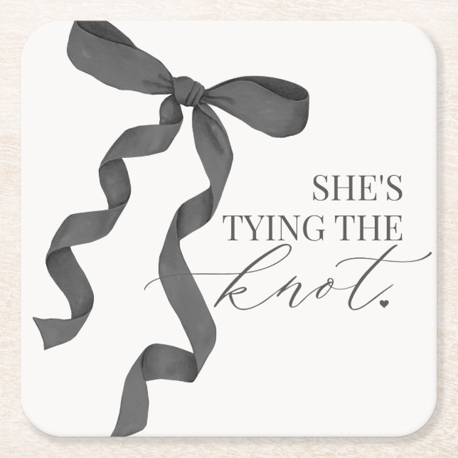 Svart båge knyter knuten bröllopsfest dekoration underlägg papper kvadrat (Framsidan)