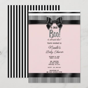 Svart Båge Vit Rosa Halloween Baby Shower Inbjudningar