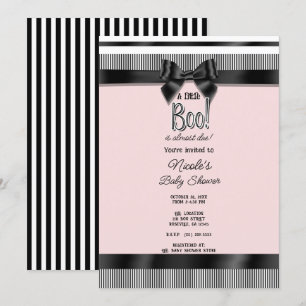 Svart båge Vit Rosa Halloween Baby Shower Inbjudningar