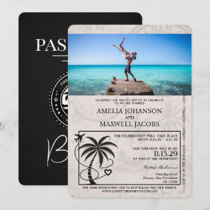 Svart Bahamas-inbjudan till passbröllop Inbjudningar