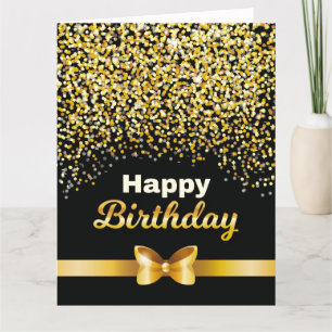 Svart bakgrund av Golden glitter Grattis på födels Kort
