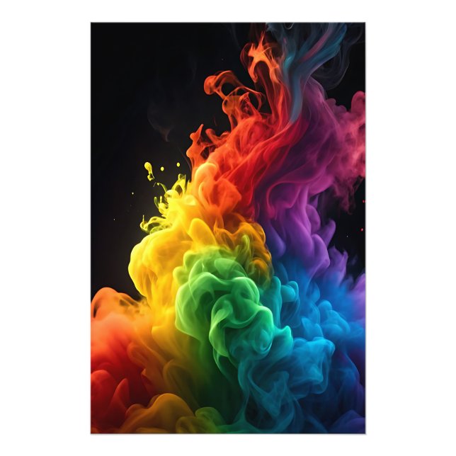 Svart bakgrund för brant regnbåge i molnet bläck fototryck (Framsidan)