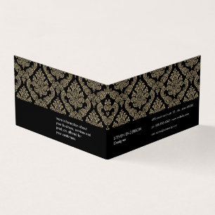 Svart bakgrund för Damask-mönster Visitkort