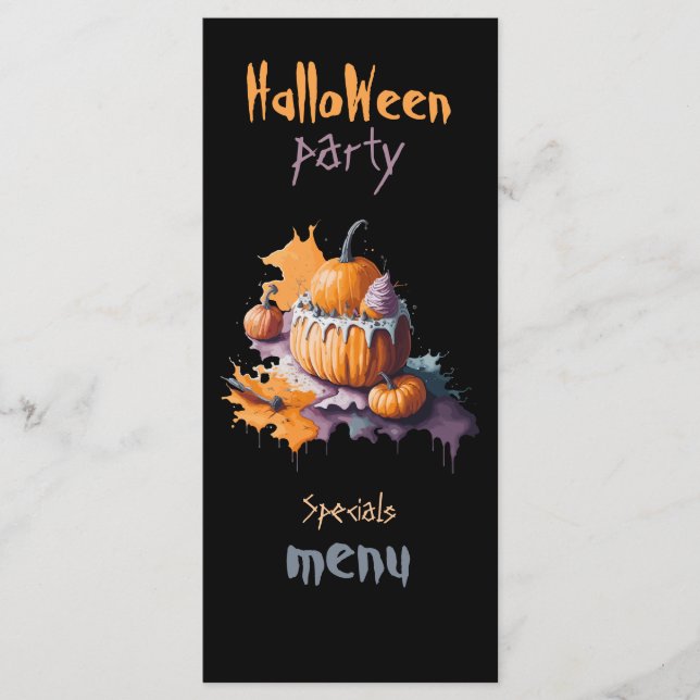 Svart bakgrund för Halloween fest Flat Menu Meny (Framsida)