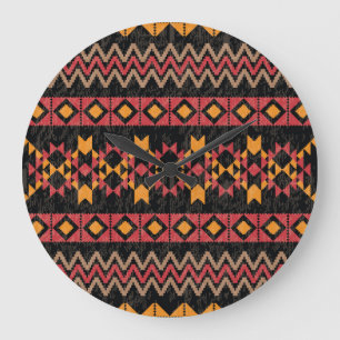 Svart bakgrund, Geometric Modern Mönster. Stor Klocka