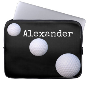 Svart bakgrund i Monogrammad namn golf boll Laptop Fodral