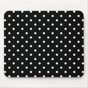 Svart bakgrund i Small White Polka dots Musmatta