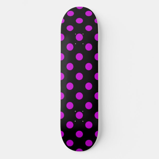 Svart Bakgrund Lila Prickar Mini Skateboard Bräda 18,5 Cm (Framsida)