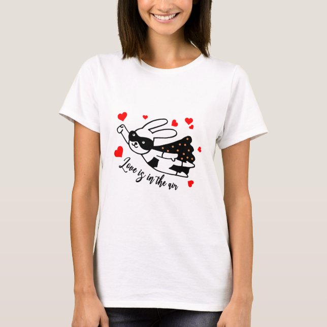 Svart bakgrund med Red Heart-design T Shirt (Framsida)