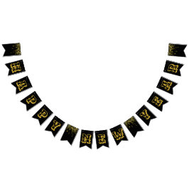 Svart bakgrund med stjärnan guldfärgad Gott nytt å Vimplar