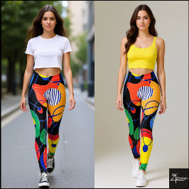Svart Bakgrund Primär Färg Abstrakt Mönster Leggings