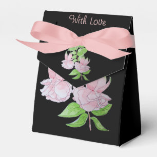 Svart bakgrundsblommor av söt rosa för bröllop presentaskar