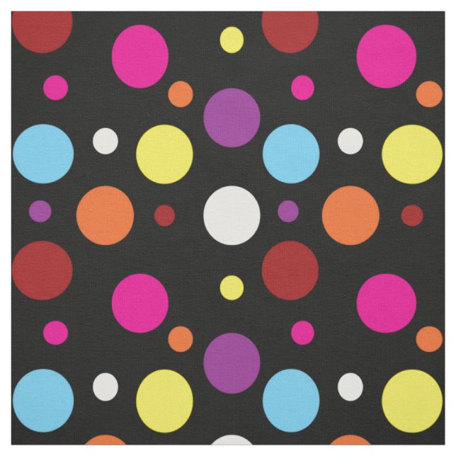 Svart bakgrundsfärgad Polka dots Mönster Tyg (Provkarta)
