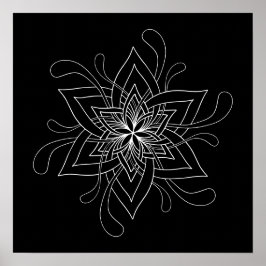 Svart bakgrundsfärgning av Mandala-Vuxen Poster