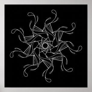 Svart bakgrundsfärgning för Mandala med stor Vuxen Poster