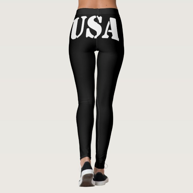 Svart balben av Flagga Faded Glory Flagga Womens Leggings (Baksida)