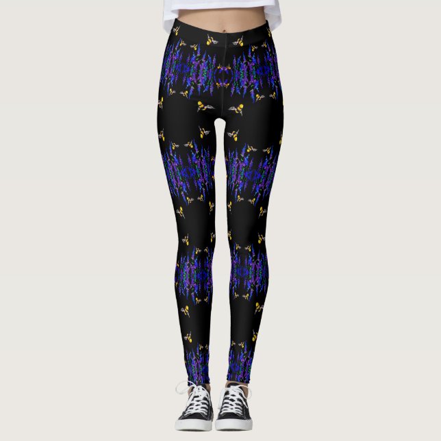 Svart baljväxter av flygande bin leggings (Framsida)