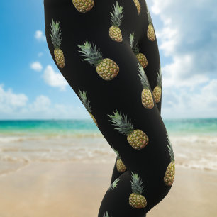 Svart baljväxter av tropiska ananas Mönster Leggings