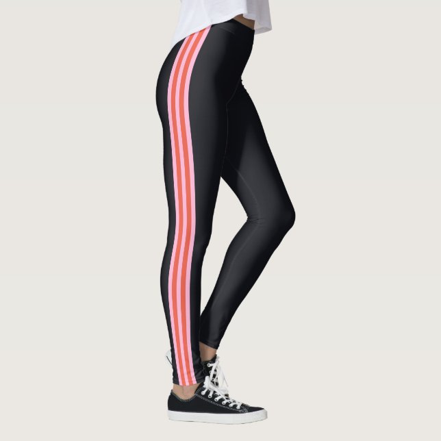 Svart balkar med sportsidespip i Färgen Leggings (Höger)