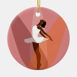 Svart ballerina dansare med monogram julgransprydnad keramik