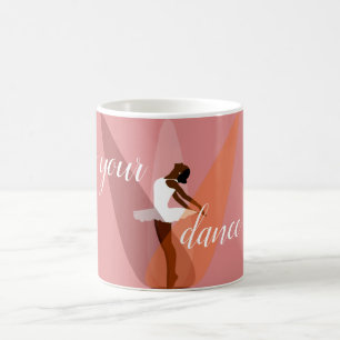 Svart ballerina, svart rosa balettdansare kaffemugg