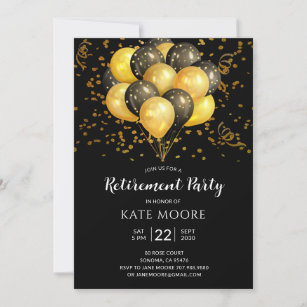 Svart ballonger i Modern Pension Party Guld, svart Inbjudningar
