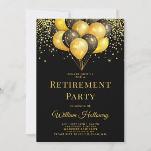 Svart ballonger i Modern Pension Party Guld, svart Inbjudningar