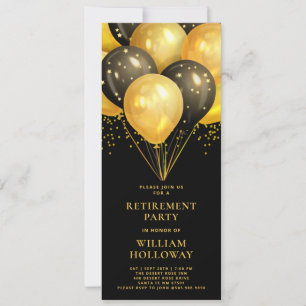 Svart ballonger i Modern Pension Party Guld, svart Inbjudningar