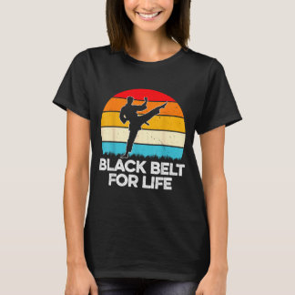 Svart bälte för livet - Retro kampsport Taekwondo T Shirt