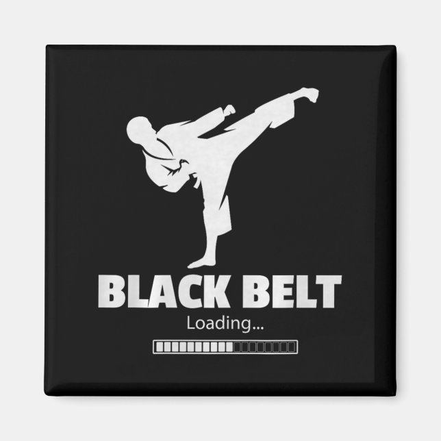 Svart Bälte Laddnings Spark Kampsport Karate Magnet (Framsidan)