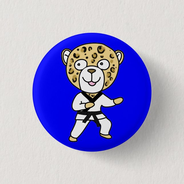 Svart Bälte Leopard Button Knapp (Framsida)
