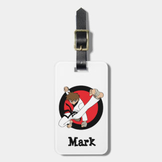 Svart bälteKarate/Ninja brunettpojke Bagagebricka