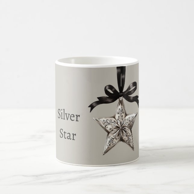 Svart Band Grå Silverstjärna Kaffemugg (Center)