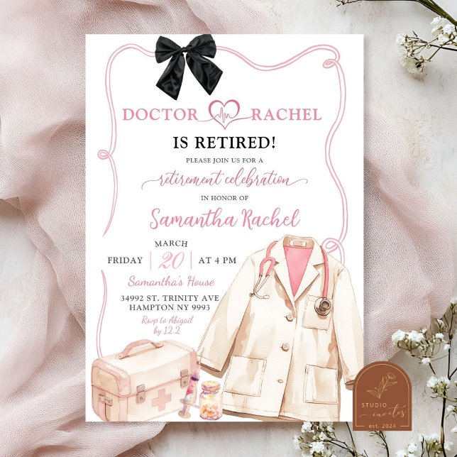 Svart band läkare pensionsfest inbjudningar (Skapare uppladdad)