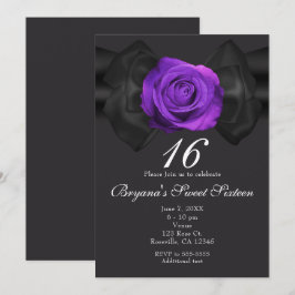 Svart band & lila ros ANY FÄRG Inbjudningar