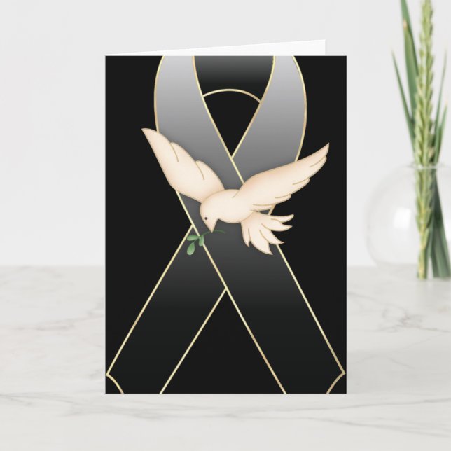 Svart band med dove Awareness Blank Greeting Card Kort (Framsida)