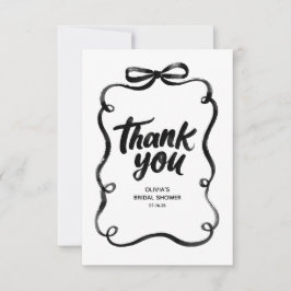 Svart bandbåge Whimsical Bröllopsfest Tack Kort